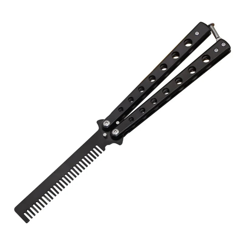 1pcs Stainless Steel Foldable Automatic Combs Knife Brushes Hair Trimmer Comb Brush Accessories butterfly Mens Pocket Knife Comb