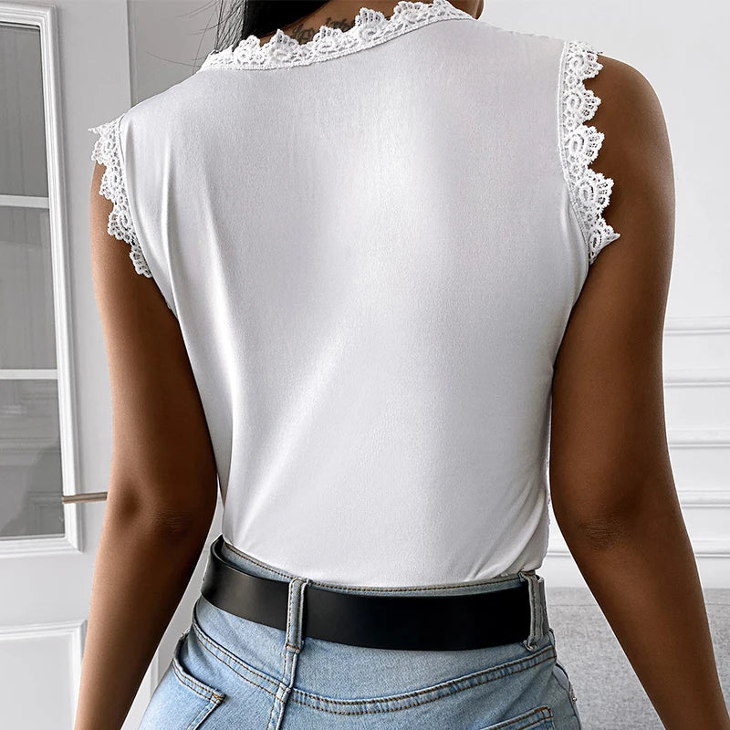 Summer Fashion Lace Blouse Woman Jacquard Sleeveless Casual Women Shirts 4XL Vintage Loose Floral Vest Tops Blusas Mujer 19340