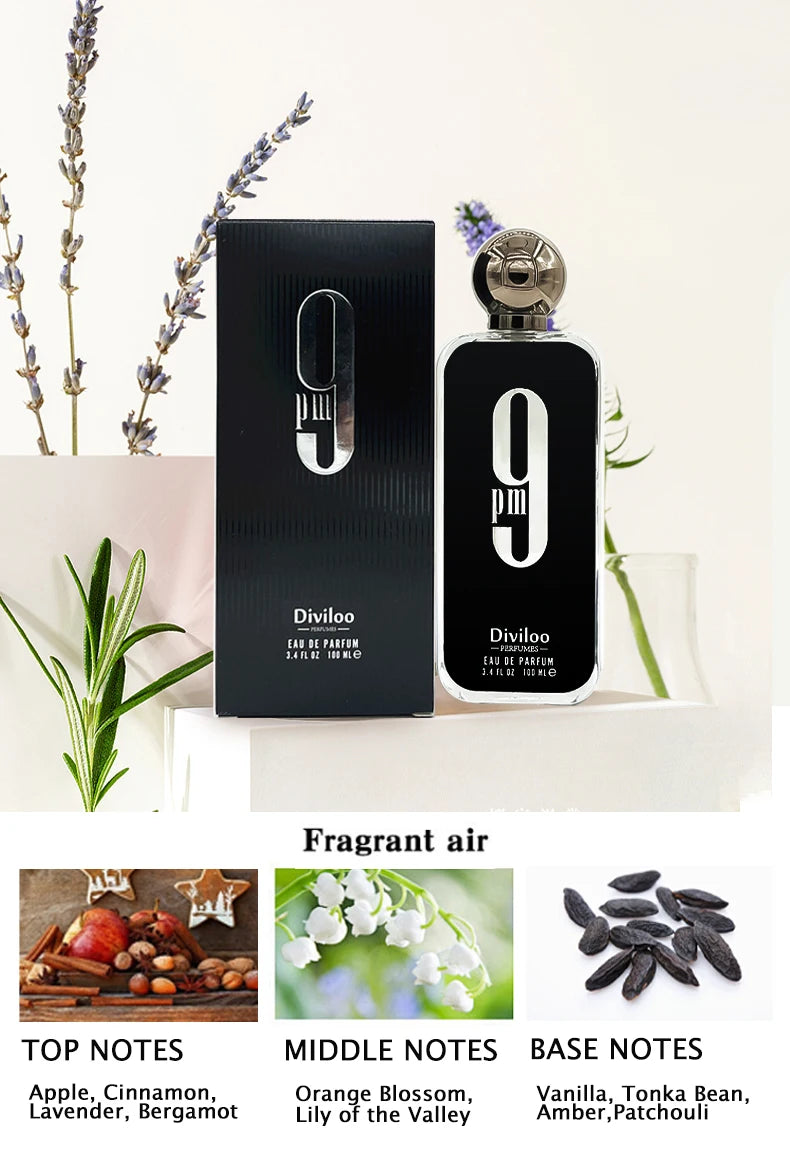 100ml/ 3.4oz 9PM 9AM Original Men's Perfume Afnan Light Fragrance Long Lasting Fragrance Women's Perfume Charming Charm Gift