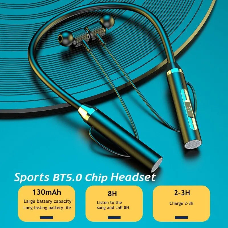 Wireless Headphones Bluetooth 5.0 Neckband Earphones Silicone Hifi 9D Stereo Sports Headset Halter Waterproof Magnetic Earbuds