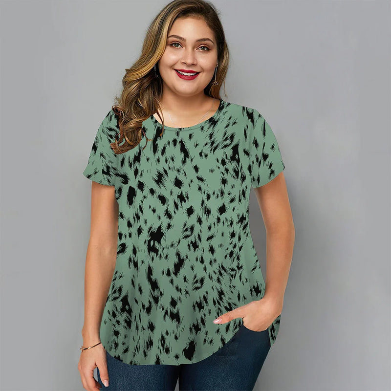 Women's Leopard Print T-Shirt Loose Large Size Female Clothing Streetwear Hip Hop O Neck Tee Summer New Sexy Tshirt for Ladies