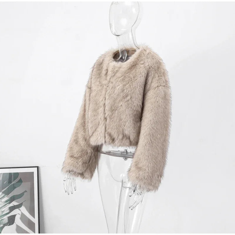 Winter Fluffy Furry Faux Fur Long Jacket Coat Women Loose Lapel Long Sleeve Thick Warm Coats Female Luxury Fashion Lady Overcoat