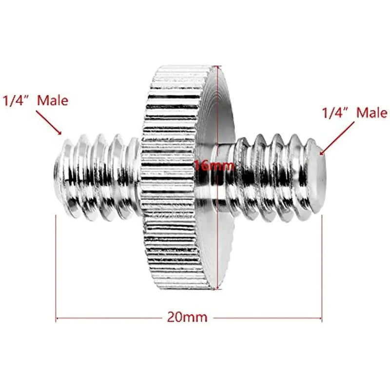 1/4" Male to 1/4" Male Threaded Metal Adapter 1/4 Inch Double Male Screw Adapter Supports Tripod Stand Camera Accessories