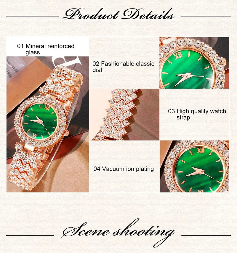 Women's Fashion Quartz Watch Luxury Stainless Steel Analog WristWatch Ladies Watch Women Dress Bracelet Set Clock Reloj Mujer