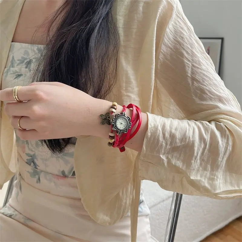 Elegant Fashion Ladies Dress Watches Vintage Wristwatches for Women Leatcher Band Small Dial Female Quartz Watch Montre Femme