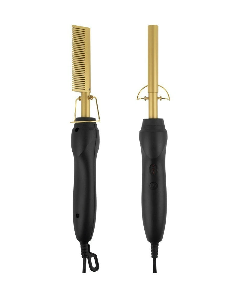 New Multi-functional Electric Copper Hair Straightener Household Hair Straightener Comb Perm Rod Curling and Straightener Rod Wo