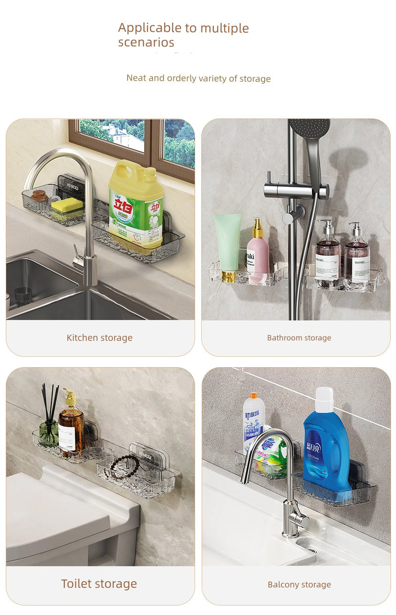 Wall-Mounted Punch-Free Sink Mirror Drain Rack Suction Cup