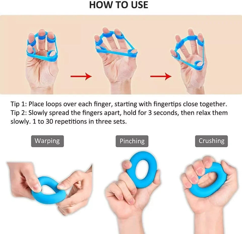 6pcs Hand Grip Strengthener Forearm Exerciser Five-finger Rehabilitation Training Equipment Yoga Boxing Exetraining Fitness