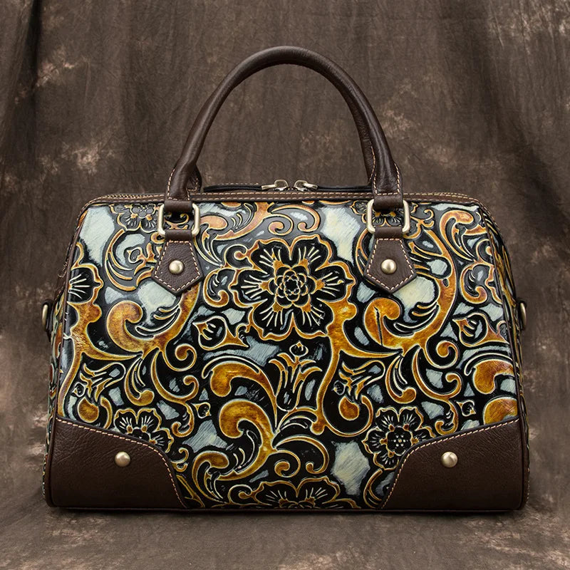 Motaora Women's Bag Female Luxury Bag Genuine Leather Retro Hand Bags For Women Handmade Embossing Shoulder&Crossbody Bags 2024