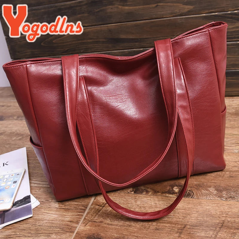 Yogodlns Winter New Tote Bag For Women PU Leather Shoulder  Bag Large Capacity Handbag Vintage Embossing Lady Handle Bag Pouch