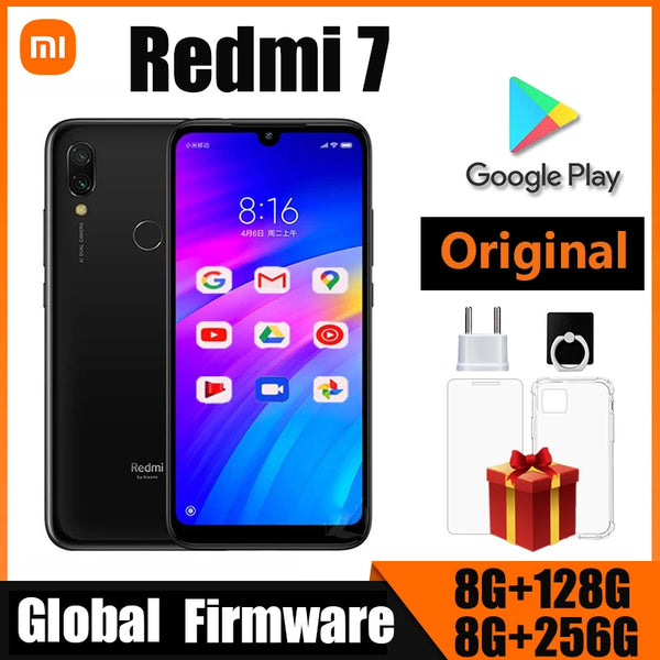 Xiaomi Redmi 7 Cellphone with Phone Case, Dual SIM Solt Cellphone Android Cell Phone Dual Camera Global ROM