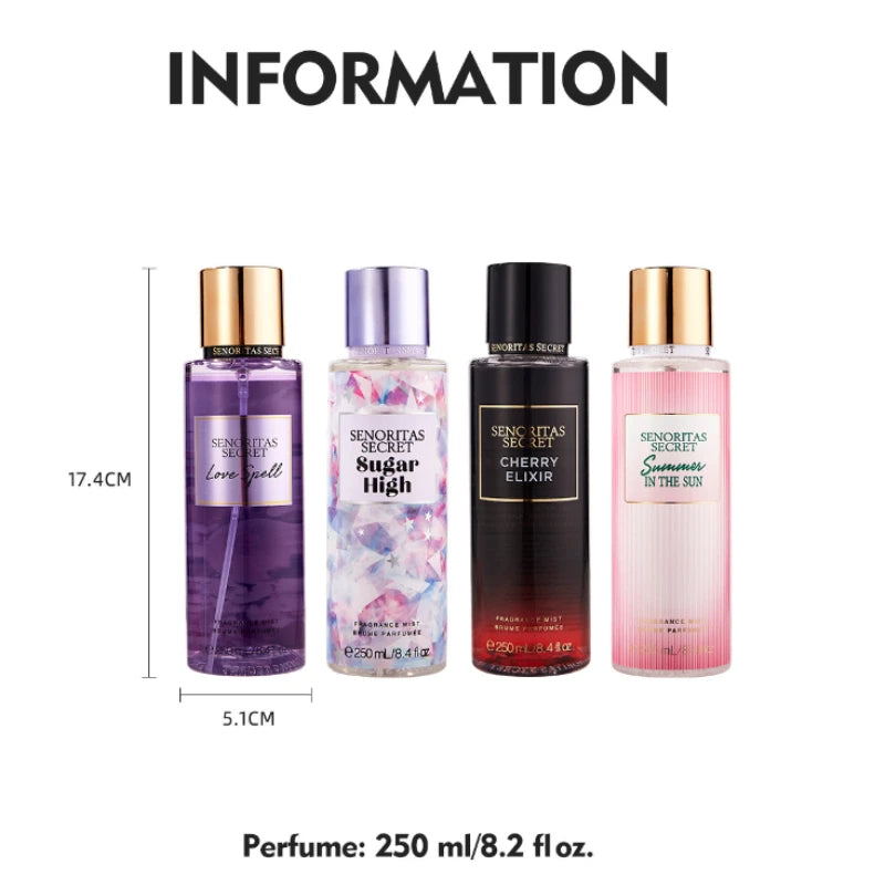 Woman Secret Perfume Vanilla Flower Fruit Fragrance Mist Scent Long-lasting Charm Parfume Entice Body Spray Air Freshener 250ml