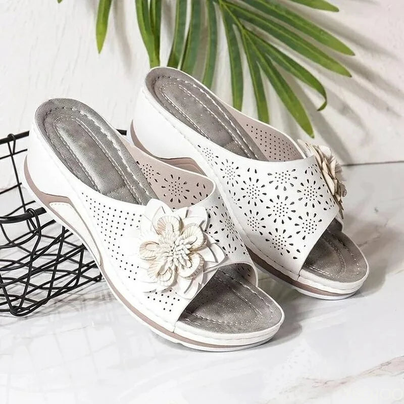 Sandals Women Summer New 2023 Women's Woven Flower Wedge Slippers Outdoor Sports Beach Casual Peep Toe Comfortable Shoes