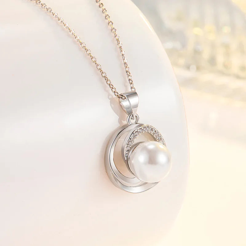 HuiSept Silver 925 Necklace Jewelry with Freshwater Pearl Zircon Gemstones Pendant Fashion Ornaments for Women Wedding Wholesale