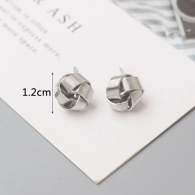 Tiny Metal Stud Earrings for Women Gold Color Twist Round Earrings Small Unusual Earrings boucles d'oreilles Fashion Jewelry