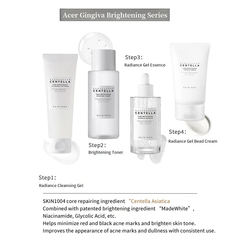 Korean Centella Tone Brightening Toner Facial Calming Moisturizing Serum Cream Gentle Cleanser Skincare Original Products Set