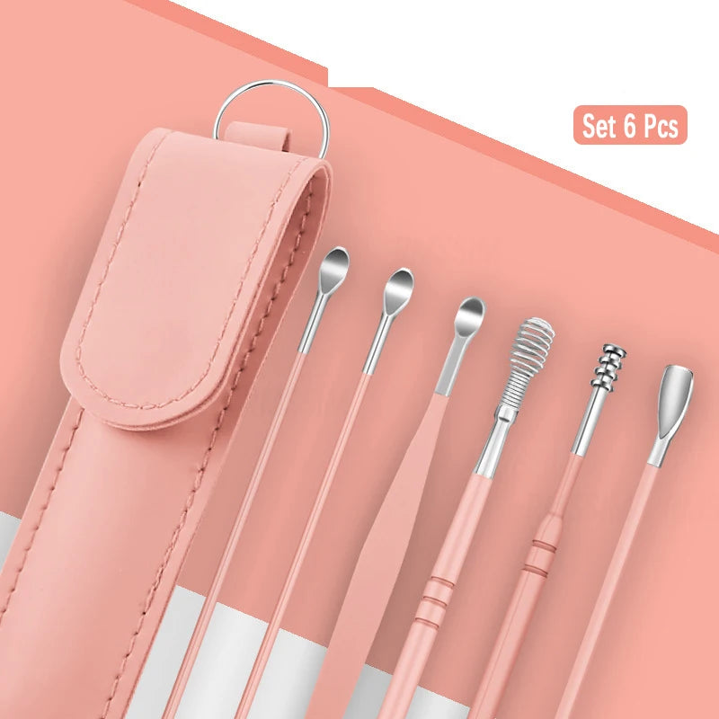 Ear Cleaner Set Earpick Ear Wax Remover Ear Spoon Curette Ear Cleaning Spiral Earpick Easy Earwax Removal Ear Cleaner Kit Gadget