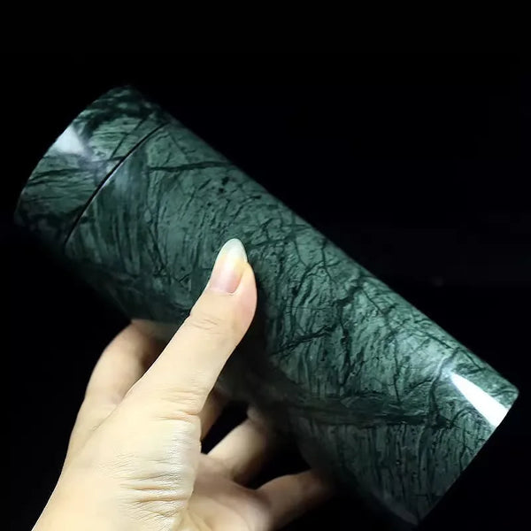 Natural Jade Medicine King Stone Water Cup Dark Green Magnetic Serpentine Insulation Cup Jade Tea Cup