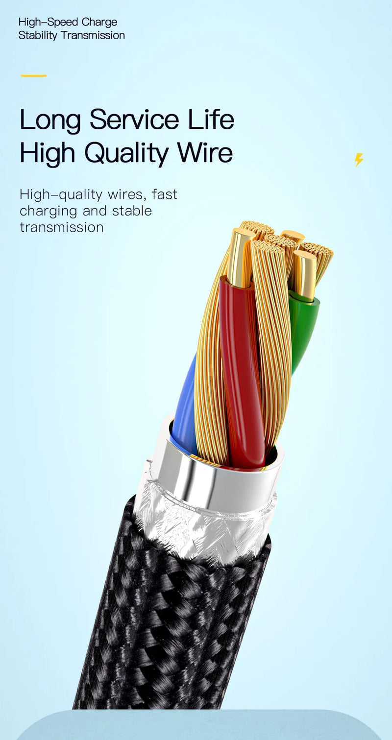 Essager 7A USB Type C Cable For Realme Huawei P30 Pro 66W Fast Charging Wire USB-C Charger Data Cord For Samsung Oneplus Poco F3