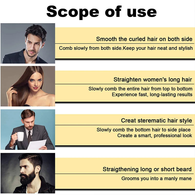 Hot Comb Straightener Electric Negative Ion Hair Straightener Brush Fast Heated Portable Men Mini Beard Straightening Comb