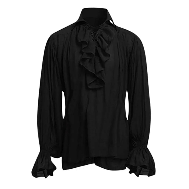 Mens Shirt Vampire Renaissance Victorian Steampunk Gothic Ruffled Medieval Halloween Costume Clothing Chemise Homme