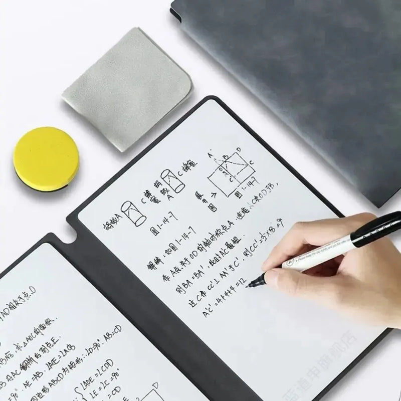 1 Pcs Reusable Whiteboard Notebook Set With Whiteboard Pen Erasing Cloth Leather Memo Pad Weekly Planner Portable Stylish Office