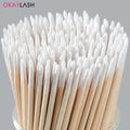 100/300pcs Disposable Wooden Micro Bud Swabs Lint Free Eyelash Extension Glue Removing Tools Makeup Mini Brush