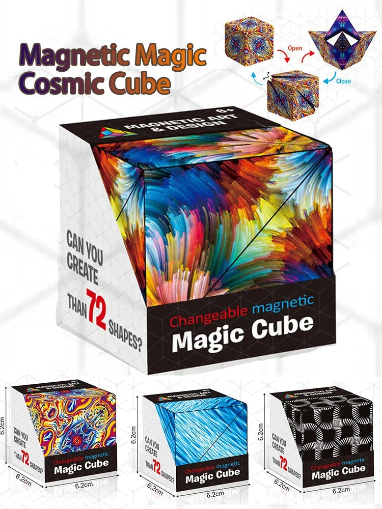 NEW Variety Geometric Changeable Magnetic Magic Cube Anti Stress 3D Hand Flip Puzzle Cube Kids Stress Reliever Fidget Toy