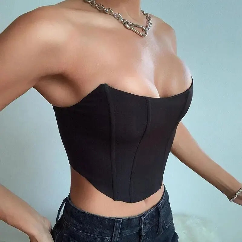 2024 Sleeveless Vest Off Shoulder Velvet Fashion Sexy Corset Crop Tops Vest Female Underwear Backless