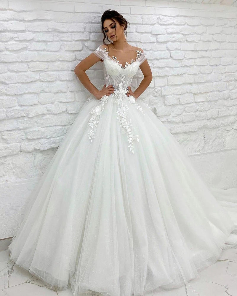 Princess Wedding Dresses Off Shoulder 3D Lace Applique Ladies Sleeveless Boho Bridal Gowns Vestido De Novia Custom 2024 Mariée