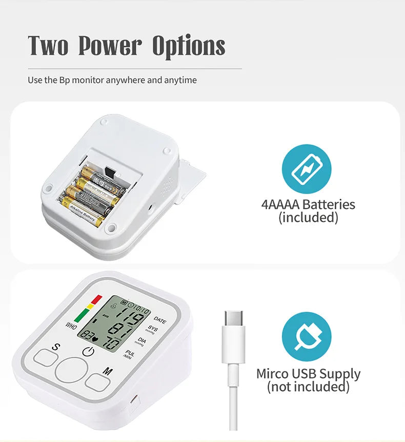 Medical Digital Arm BP Blood Pressure Monitor Automatic Tensiometer Tonometer Sphygmomanometer Heart Rate Pulse Meter Oximeter