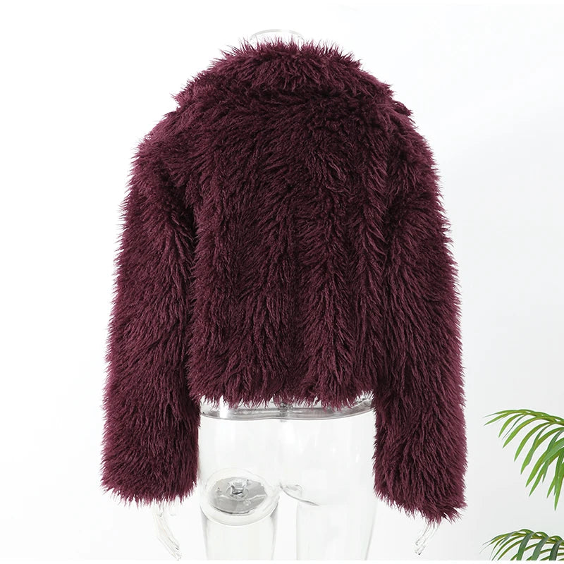 Luxury Winter Loose Women's Thick Fluffy Faux Fur Coats Fashion Solid Cropped Oversized Warm Jacket 2024 New Lady Chic Outerwear
