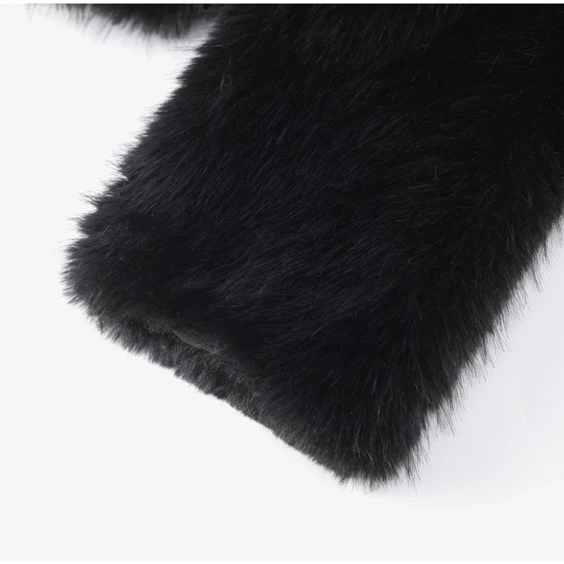 Winter Fluffy Furry Faux Fur Long Jacket Coat Women Loose Lapel Long Sleeve Thick Warm Coats Female Luxury Fashion Lady Overcoat