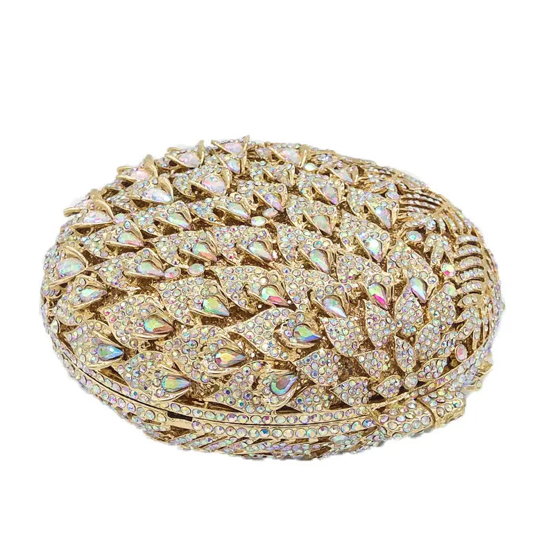 Boutique De FGG Round Ball Flower Women Evening Bags and Clutches Wedding Party Rhinestones Handbags Bridal Formal Purse