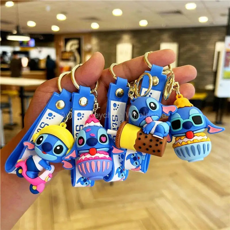 New Anime Disney Keychain Cartoon Mickey Mouse Minnie Lilo & Stitch Cute Doll Keyring Ornament Key Chain Pendant Kids Toys Gifts