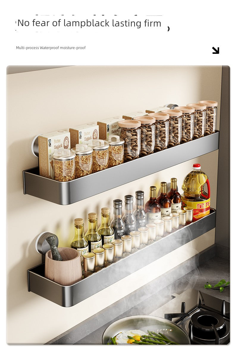 Suction Cup Punch-Free Wall Condiment Hook Rack