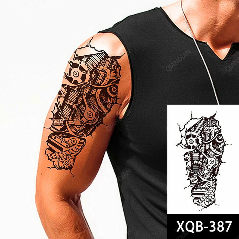 Wolf Men Waterproof Temporary Tattoo Sticker Arm Cool Art Hipster Snake Black Transfer Washable Clock Totem