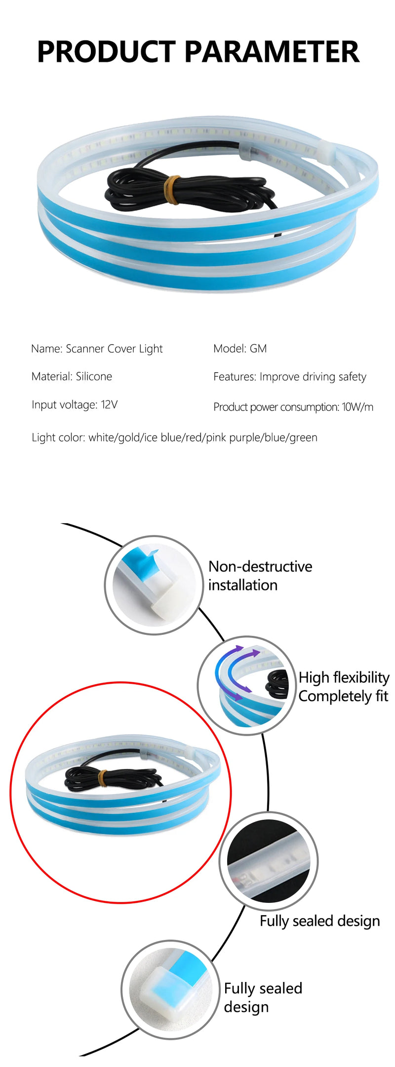 LED Daytime Running Light Scan Starting Car Hood Decorative Lights DRL Auto Engine Hood Guide Decorative Ambient Lamp 12V