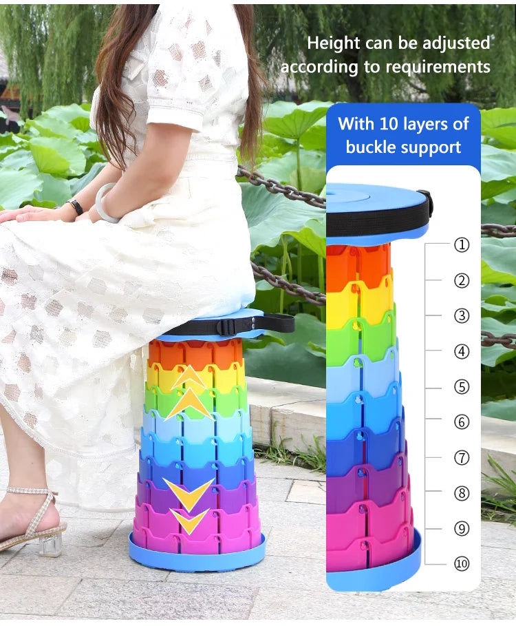 Portable round Folding Chair Accordion Chair Height Adjustment Simple Tool Elephant Swing Playground Queue Chair