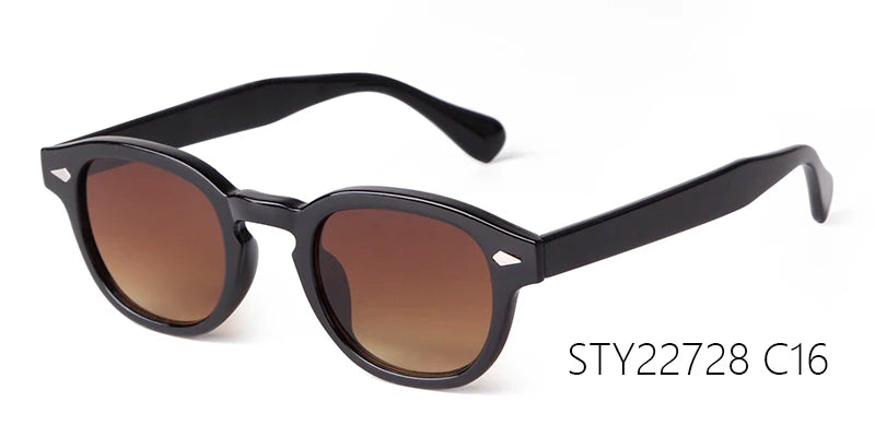 Vintage Tortoise Shell Round Sunglasses Women Men 2024 Brand Design Retro Rivet Yellow Blue Lens Square Sun Glasses Female UV400