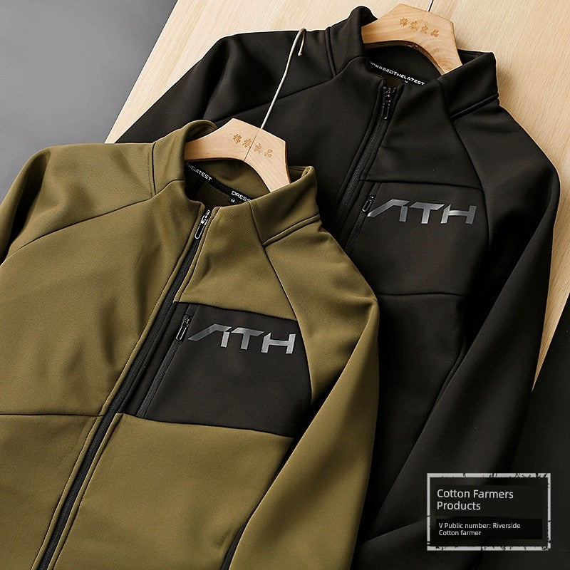 Outdoor Urban Function System! Three-Dimensional Cut Oli Velvet Lining Autumn and Winter Thick Warm Stand Collar Soft Shell Jacket for Men