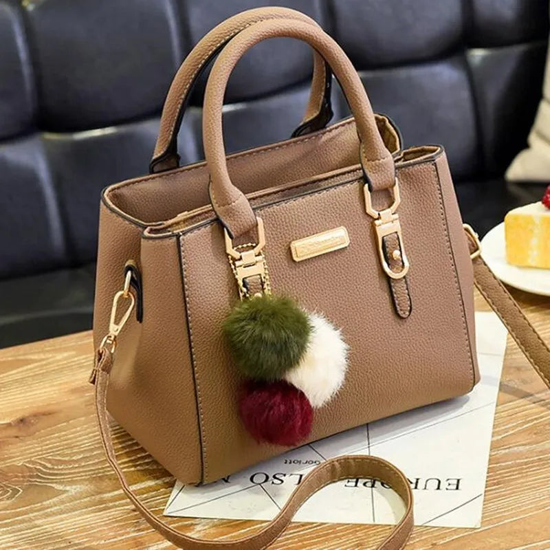 PU Leather Handbag For Women Girl Fashion Tassel Messenger Bags With Ball Bolsa Female Shoulder Bags Ladies Party Crossby Bag