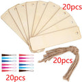 30/60pcs Wood Blank Bookmarks DIY Craft Wooden Bookmark Bulk Wooden Book Marks Hanging Tag with Tassel Jute Rope for Party Decor