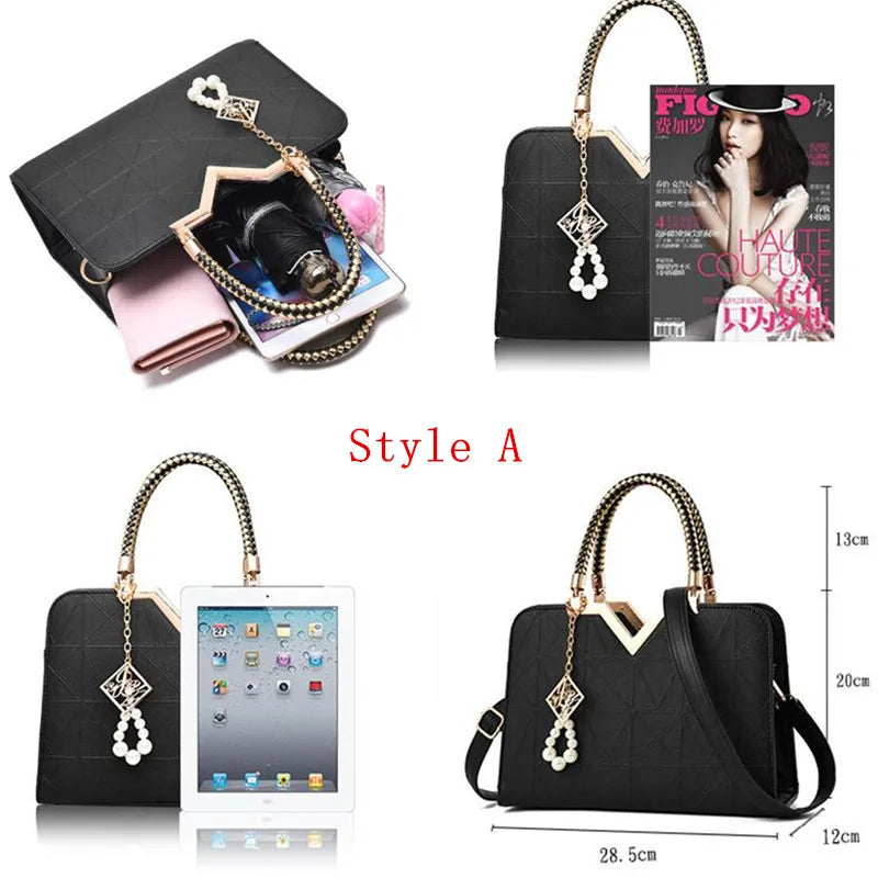 2023 Women Handbags Pearls Tassel Leather Totes Bag Top-handle Embroidery Crossbody Bag Shoulder Bag Lady Simple Style Hand Bags