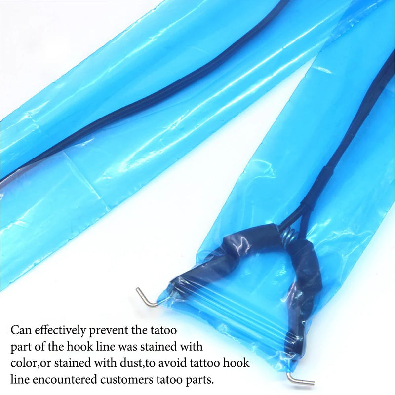 100Pcs Disposable Black/Pink/Blue Tattoo Clip Cord Sleeves Covers Bags Plastic Tattoo Machine Protection Bags Tattoo Accessories