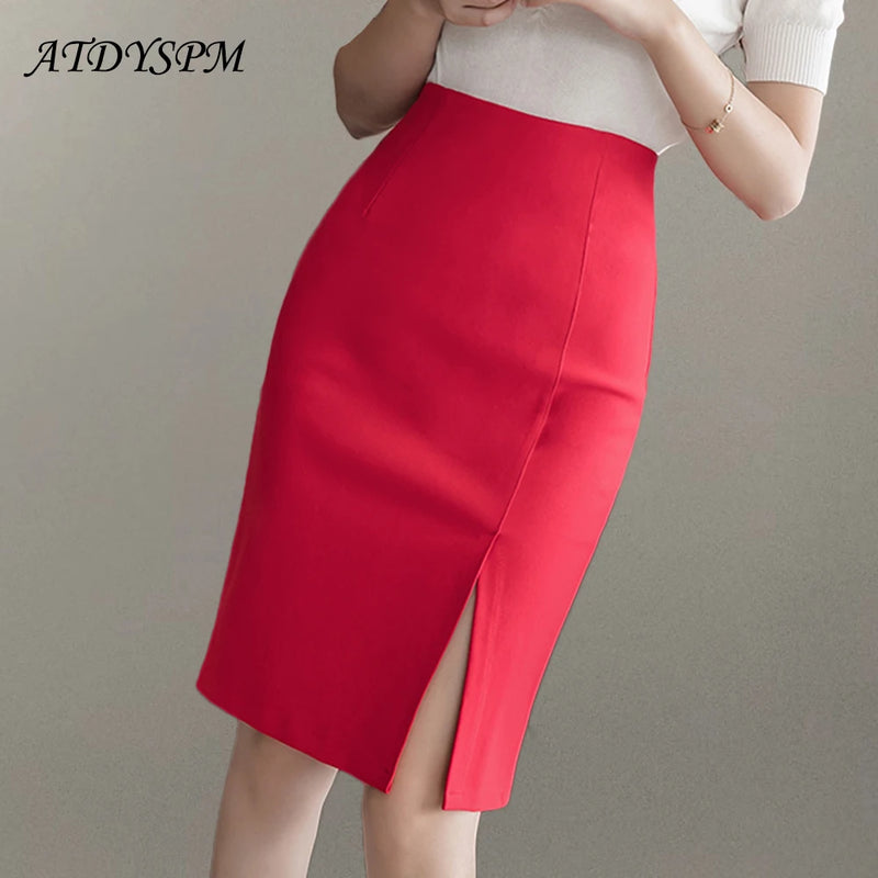 Ladies Simple OL Style Office Pencil Skirts Elegant All-Match High Waist Slim Women Skirts Female Classic Vintage Casual Bottoms