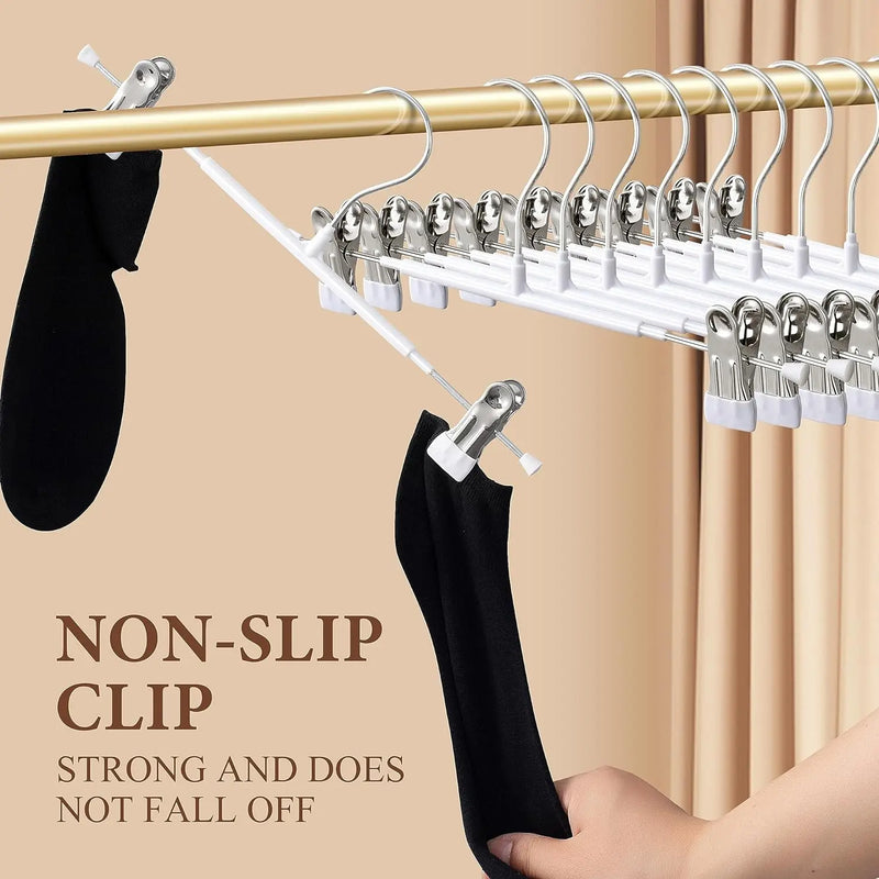 Pants Hangers with Clips 5/10Pack Adjustable SkirtHangers for Women Non-Slip Trousers Hanger for Jeans Clothes Hangers for Pants