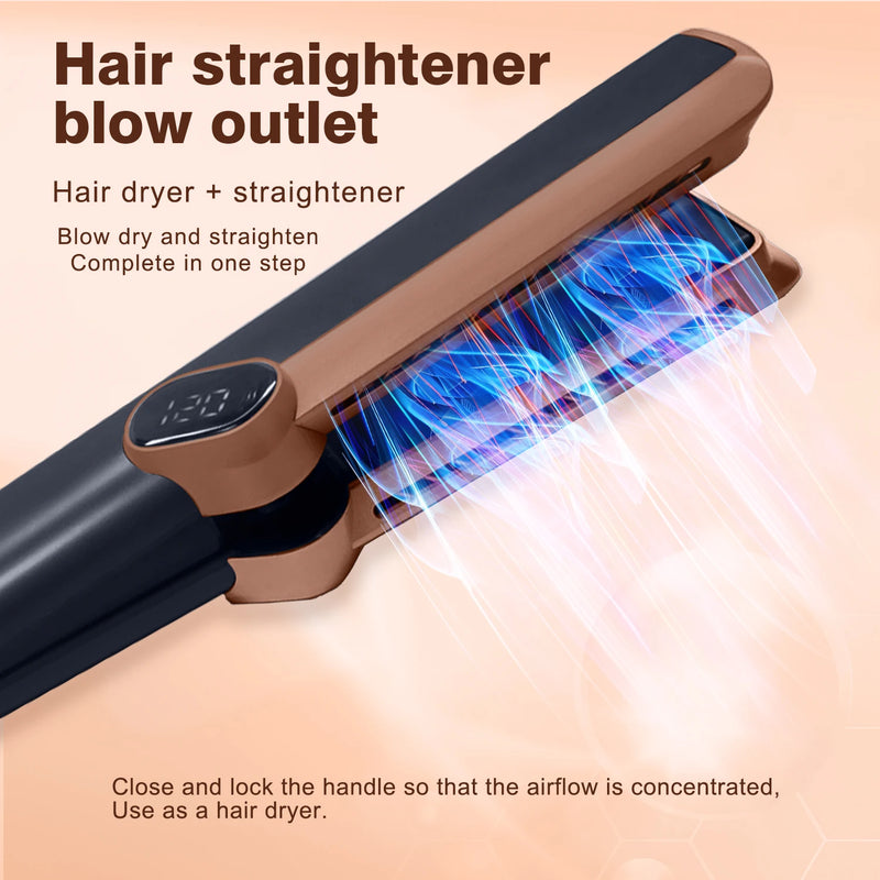 2 In 1 Airstrait Hair Straightener In Copper Hair Dryer 106000rpm Wet to Dry Straightening with Air LCD Screen Intuitive Airflow