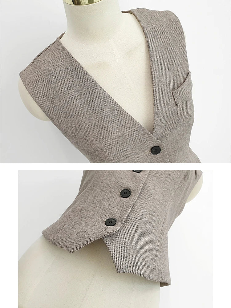 Korean Fashion Women Blazer 3 Pcs Vintage Long Sleeve Suit Jackets Vest and Straight Pants Suit Female Chic Business Outfits New