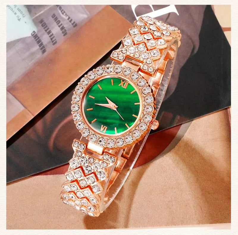 Women's Fashion Quartz Watch Luxury Stainless Steel Analog WristWatch Ladies Watch Women Dress Bracelet Set Clock Reloj Mujer